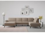 Wohnlandschaft SIT & MORE "Fashion U-Form", grau (taupe), B:338cm H:84cm T:207cm, Sofas, Wohnlandschaft, wahlweise mit Kopfteilverstellung, Vorziehsitz, motorisch, Metallfüße