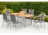 Garten-Essgruppe MERXX "Siena", braun (holzfarben, grau), Obermaterial: 100% Polyester, Sitzmöbel-Sets, Garten-Essgruppe, mit ausziehbaren Tisch