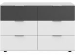 Schubkastenkommode WIMEX "Valencia", weiß (weiß, graphit), B:130cm H:83cm T:41cm, Holzwerkstoff, Sideboards, Schubkastenkommode