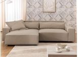 Ecksofa OTTO HOME "KINLEE Design-Sofa mit Recamiere rechts/links, Maße B/T/H 251/144/70cm", braun, B:251cm H:70cm T:144,5cm, 100% Polyester, Sofas, Ecksofa, L-Form mit Wellenunterfederung, ohne Bettfunktion, modern und beguem