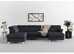 Wohnlandschaft SIT & MORE "Marano U-Form", grau (dunkelgrau), B:304cm T:216cm, 98% Polyester, 2% Polyamid, Sofas, Wohnlandschaft, inklusive Kopfteilverstellung, wahlweise mit Bettfunktion, Bettkasten