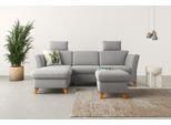Ecksofa HOME AFFAIRE "Trelleborg L-Form", grau, B:249cm H:86cm T:162cm, 100% Polyester, Sofas, Ecksofa, Federkern-Polsterung, wahlweise mit Bettfunktion und Bettkasten