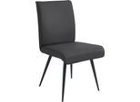 4-Fußstuhl K+W KOMFORT & WOHNEN "Giacomo I", grau (asphalt, schwarz), B:48cm H:91cm T:60cm, Stühle, 4-Fußstuhl, 4- Fußstuhl mit umlaufenden 4mm Keder am Rücken und Sitz, Metallfüße