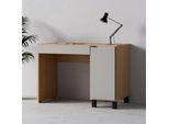 Schreibtisch VOX "SIMPLE Computertisch mit Stauraum, langlebige und stabile Qualität", grau (eiche, grau, eiche), B:110cm H:86,7cm T:55cm, Tische, Schreibtisch, Bürotisch mit Schublade & Schrank in 3 Farben erhältlich, Metallgriffe