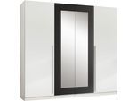 Drehtürenschrank SCHLAFKONTOR "Cano Kleiderschrank, Drehtürenschrank", weiß (weiß, graphit, spiegel), B:228cm H:213cm T:62cm, Melamin, Schränke, Drehtürenschrank, Spiegeltüren