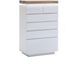 Kommode MCA FURNITURE "Romina", weiß (weiß matt), B:73cm H:114cm T:40cm, MDF, Massivholz, Sideboards, Kommode, mit LED Beleuchtung weiß dimmbar, inkl. Fernbedienung