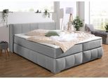 Boxspringbett HOME AFFAIRE "Chelles", silber, B:167cm L:225cm, Samtoptik (100% Polyester);Bezug der Spiegelfläche Matratzendrell aus 100% Polyester;Struktur fein 100% Polyester), Komplettbetten, Boxspringbett, inkl. Kaltschaumtopper, in 5 Breiten und 3 Matratzenarten