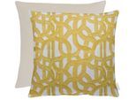 Dekokissen APELT "Rafia", gelb (gelb, beige, gemustert), B:46cm L:46cm, Obermaterial: 75% Polyester, 25% Baumwolle, Dekokissen_Sitzkissen_Kissenhüllen, Dekokissen