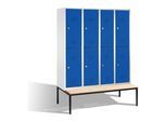 C+P Doppelstockspind Classic mit Sitzbank, 8 Fächer, H2090xB1590xT500/815mm Front Enzianblau Korpus Lichtgrau ; C + P Möbelsysteme (8350-42|S10000)