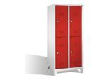 C+P Doppelstockspind Classic auf Füßen, 4 Fächer, H1850xB810xT500mm Front Rubinrot Korpus Lichtgrau ; C + P Möbelsysteme (8310-22|S10020)