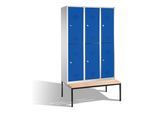 C+P Doppelstockspind Classic mit Sitzbank, 6 Fächer, H2090xB1200xT500/815mm Front Enzianblau Korpus Lichtgrau ; C + P Möbelsysteme (8350-32|S10000)