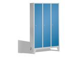 C+P Umkleidespind Classic auf Füßen, 3 Abteile, H1850xB1200xT500mm Front Lichtblau Korpus Lichtgrau ; C + P Möbelsysteme (8010-32|S10020)