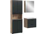 Badezimmer-Set WELLTIME, nox oak nb, sschwarz matt, B:135cm H:185cm T:46cm, Holzwerkstoff, MDF, Kastenmöbel-Sets, Bad-Kombination, Bad-Möbel, Badezimmer, Kombination, Kombi