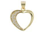 Kettenanhänger ADELIA´S "Damen Anhänger – Herzanhänger aus 925 Silber mit Zirkonia", gold, Schmuckanhänger, Damen, Silber 925 (Sterlingsilber), Kettenanhänger, Perfekt als Geschenk zum einen besonderen Tag