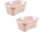 Wäschekorb KEEEPER "lasse, 2er Set, Korb mit Softgriffen, 65 x 45 x 28 cm, 50 l", rosa (nordic pink), B:45cm H:28cm T:65cm, Kunststoff, Wäschesammler, Wäschekorb, ergonomische Form, komfortable Softgriffe, Hüftstütze