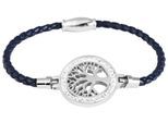 Armband ADELIA´S "Damen Armband – Lebensbaum aus Leder mit Strass Steinchen 18 cm", blau, Armbänder, Damen, 18cm, Leder, Armband, Ideal als Geschenk für besondere Anlässe