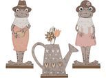 Dekofigur CREATIV HOME "Frösche mit Gießkanne", rosa, B:13cm H:32cm T:5cm, Filz, Dekofiguren, mit niedlichen Applikationen