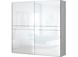 Schwebetürenschrank OTTO HOME "Piano, FSC-zertifiziert, mit Einlegeböden und Kleiderstangen", weiß (weiß hochglanz), B:230cm H:224cm T:61cm, Holzwerkstoff, Schränke, Schwebetürenschrank, UV lackiert, hochglänzend, mit Soft-Close Funktion, in beige oder weiß