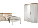 Schlafzimmer-Set OTTO HOME "Westminster", weiß, B/H: 90cm x 200cm, Schlafzimmermöbel-Sets, beinhaltet 1 Bett, Kleiderschrank 3-türig und 1 Wandpaneel