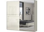 Schwebetürenschrank OTTO HOME "Piano, mit Einlegeböden, Kleiderstangen, Spiegel, Türen soft-close", beige (beige hochglanz), B:230cm H:224cm T:61cm, Holzwerkstoff, Schränke, Schwebetürenschrank, mit Spiegeltür, FSC-zertifizierter Holzwerkstoff