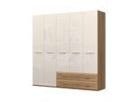 Kleiderschrank OTTO HOME "Gala, beige hochglänzend UV lackiert, kratzfest, FSC-zertifiziert", beige (beige, pacific walnut), B:227cm H:224cm T:56cm, Holzwerkstoff, MDF, Schränke, Kleiderschrank, hoher Schrank (224cm), wahlweise in 3 Breiten, Made in Europe