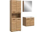 Badezimmer-Set WELLTIME, artisan oak nb, B:135cm H:185cm T:46cm, Holzwerkstoff, MDF, Kastenmöbel-Sets, Florenz, Badkombination 4-tlg.,Artisan Oak NB, inkl. Waschbecken