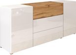 Sideboard HOME AFFAIRE "BERLIN", braun (weiß matt, eichefarben wotan, weiß hochglanz), B:150cm H:66,3cm T:39cm, Sideboards, Sideboard, Moderne grifflose Kommode Breite 150 cm, 4 Schubkästen/ 2 Türen