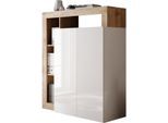 Sekretär HOME AFFAIRE "Hamburg Breite 108 cm, Höhe 126 cm, 2 Türen, PC-Schrank, Home-Office", braun (weiß, eiche cadiz nb), B:108cm H:126cm T:42cm, Sekretäre, Sekretär, dekorativer Rahmen, Tastaturauszug, Stauraum, Multifunktional