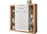 Highboard HOME AFFAIRE "Brixen, moderne Kommode, Stauraumelement in Eiche Evoke Dekor", weiß (eiche evoke, weiß), B:141cm H:139cm T:37cm, Sideboards, Highboard, Metallgriffe, ausreichend Stauraum, vielseitig einsetzbar