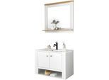 Badmöbel-Set OTTO HOME "WESTMINSTER, Bad im Landhausstil, 2-teiliges Badezimmer", weiß (pinie weiß dekor), B:80cm H:200cm T:44cm, Kastenmöbel-Sets, Badmöbel-Set, Hänge-Waschtisch, Spiegel mit Ablage, in 2 Farben, Breite 80 cm