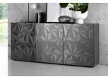 Sideboard HOME AFFAIRE "Prisma Breite 181, Kommode 3 Türen, Anrichte", grau (anthrazit hochglanz lack, anthrazit mit siebdruck hochglanz lack), B:181cm H:84cm T:42cm, Sideboards, Sideboard, Front mit elegantem Siebdruck, grifflos, viel Stauraum