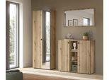 Garderoben-Set HOME AFFAIRE "TATIO, 3-tlg. Garderobenkombination, Breite: 191 cm, Rillenfräsung", braun (evoke oak nachbildung), B:191cm H:192cm T:37cm, Holzwerkstoff, Kastenmöbel-Sets, Garderobenkombination, Kombi, Flur-Möbel, Schrank, Spiegel, Kommode