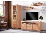 Wohnwand OTTO HOME "Zara", beige (kernbuche teilmassiv), Holzwerkstoff Kernbuchefarben (Korpus)/ Massivholz Kernbuche (Front), Kastenmöbel-Sets, Wohnwand, teilmassives Holz