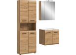 Badezimmer-Set WELLTIME, artisan oak nb, B:135cm H:185cm T:46cm, Holzwerkstoff, MDF, Kastenmöbel-Sets, Florenz, Badkombination 5-tlg,Artisan Oak NB. inkl. Waschbecken+Bel.