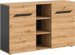 Sideboard HOME AFFAIRE "SERTA, Breite: 130cm, 2 Türen, 3 offene Fächer, viel Stauraum", braun (basalt grau, artisan eiche nachbildung), B:130cm H:81cm T:37cm, Sideboards, Sideboard, Anrichte, Kommode, Schrank, Board, Higboard
