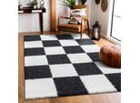 Hochflor-Teppich SANAT "Milano 1250", schwarz, B:140cm H:30mm L:200cm, Kunstfaser, Teppiche, Hochflor, Wohnzimmer, Schlafzimmer, fussbodenheizungsgeeignet