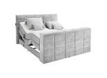 Boxspringbett Denver Silber ca. 180x200 cm mit Topper
