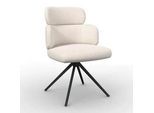 Armlehnstuhl Karo Creme Webstoff Drehbar Gepolstert