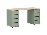 Schreibtisch Elma Eichefarben/Olivgrün