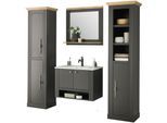 Badmöbel-Set OTTO HOME "WESTMINSTER, Bad im Landhausstil, 4-teiliges Badezimmer", grau (grau dunkel), B:220cm H:203cm T:46cm, Kastenmöbel-Sets, Badmöbel-Set, Hänge-Waschtisch, Spiegel, 2 Hochschränke, in 2 Farben, Breite 220 cm