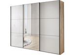 Schwebetürenschrank WIEMANN "Phoenix, Made in Germany, modernes Design, Highlight, Blickfang", weiß (bianco, eiche, nachbildung), B:246cm H:217cm T:67cm, Schränke, Schwebetürenschrank, maximaler Staurraum, inkl.Einlegeböden, Wäscheböden u. Dämpfer