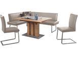 Essgruppe K+W KOMFORT & WOHNEN "Santos III", grau (lightgrau), B:158cm H:86cm T:205cm, Sitzmöbel-Sets, Essgruppe, gepolsterte Eckbank und Stühle, langer Schenkel rechts oder links