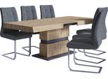 Essgruppe BYLIVING, grau (braun, anthrazit, anthrazit, schwarz), B:160cm H:95,5cm T:62cm, Sitzmöbel-Sets, Essgruppe