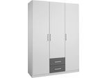 Kleiderschrank RAUCH "Schrank Garderobe Jugendzimmer Mehrzweckschrank Schlafzimmer ALBERO", schwarz-weiß (weiß, graumetallic), B:136cm H:197cm T:54cm, Holzwerkstoff, Schränke, Kleiderschrank, Weiß/Graumetallic, 136 cm breit, 2 Schubladen MADE IN GERMANY