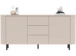 Sideboard OTTO HOME "Lido, 181 cm breit, 2 Türen, 3 Schubkästen, Kommode, Stauraumschrank", cashmere, B:181cm H:83cm T:43cm, Sideboards, Sideboard, Formgebogenes MDF, Stirnseiten mit Rundung, Push-to-open, Metallfüße
