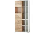 Aktenschrank GERMANIA "GW-Lioni", weiß (weiß, navarra, eiche, nachbildung), B:85cm H:197cm T:40cm, Holzwerkstoff, Schränke, Aktenschrank, in 2 Höhen, Stauraum, Push-to-open, Breite 85 cm, Made in Germany