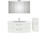 Badmöbel-Set SAPHIR "6005 Sprint 3-teilig, Keramik-Waschtisch mit LED-Spiegelschrank", weiß (weiß hochglanz, weiß glanz), B:152cm H:200cm T:51,5cm, Holzwerkstoff, Kastenmöbel-Sets, Badmöbel-Set, Unterschrank, inkl. Türdämpfer, 4 Türen, 3 Schubladen, Bad-Set