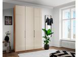 Falttürenschrank WIEMANN "Monaco", braun (bianco, eiche, nachbildung, glas champagner), B:148,4cm H:236cm T:58cm, Floatglas, Holzwerkstoff, Schränke, Falttürenschrank, mit Glasfront sowie hochwertigen Beschlägen