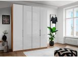 Falttürenschrank WIEMANN "Monaco", braun (bianco, eiche, nachbildung, glas weiß), B:197,3cm H:236cm T:58cm, Floatglas, Holzwerkstoff, Schränke, Falttürenschrank, mit Glasfront sowie hochwertigen Beschlägen