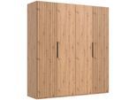 Drehtürenschrank WIMEX "Andorra by fresh to go", braun (artisan eiche nachbildung, akustikpaneel optik artisan eiche nachbildung), B:200cm H:216cm T:58cm, Holzwerkstoff, Schränke, Drehtürenschrank, Mit 3D-Leisten für Akustikpaneel-Optik